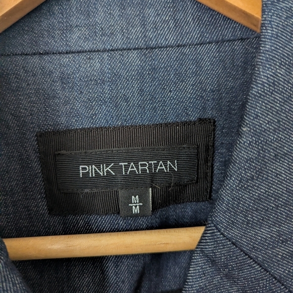 Pink Tartan Cropped Denim Blazer with Gold Buttons Size Medium - Picture 3 of 9